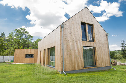 Nowoczesny dom pasywny - Elewacja Modrzew Syberyjski